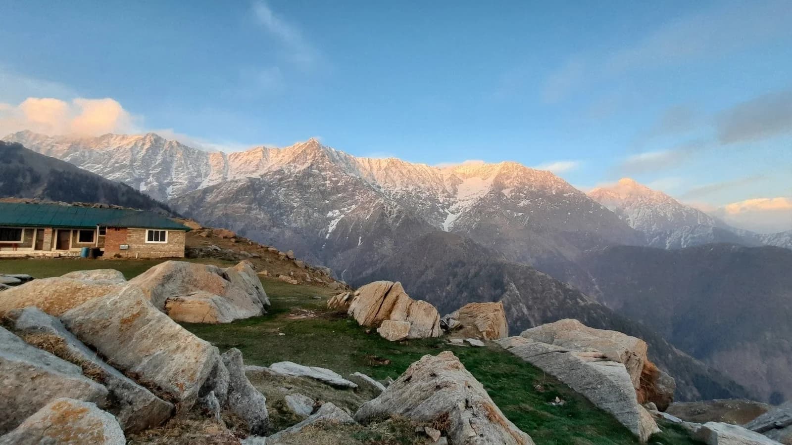 Dhauladhar mountain range at golden hour